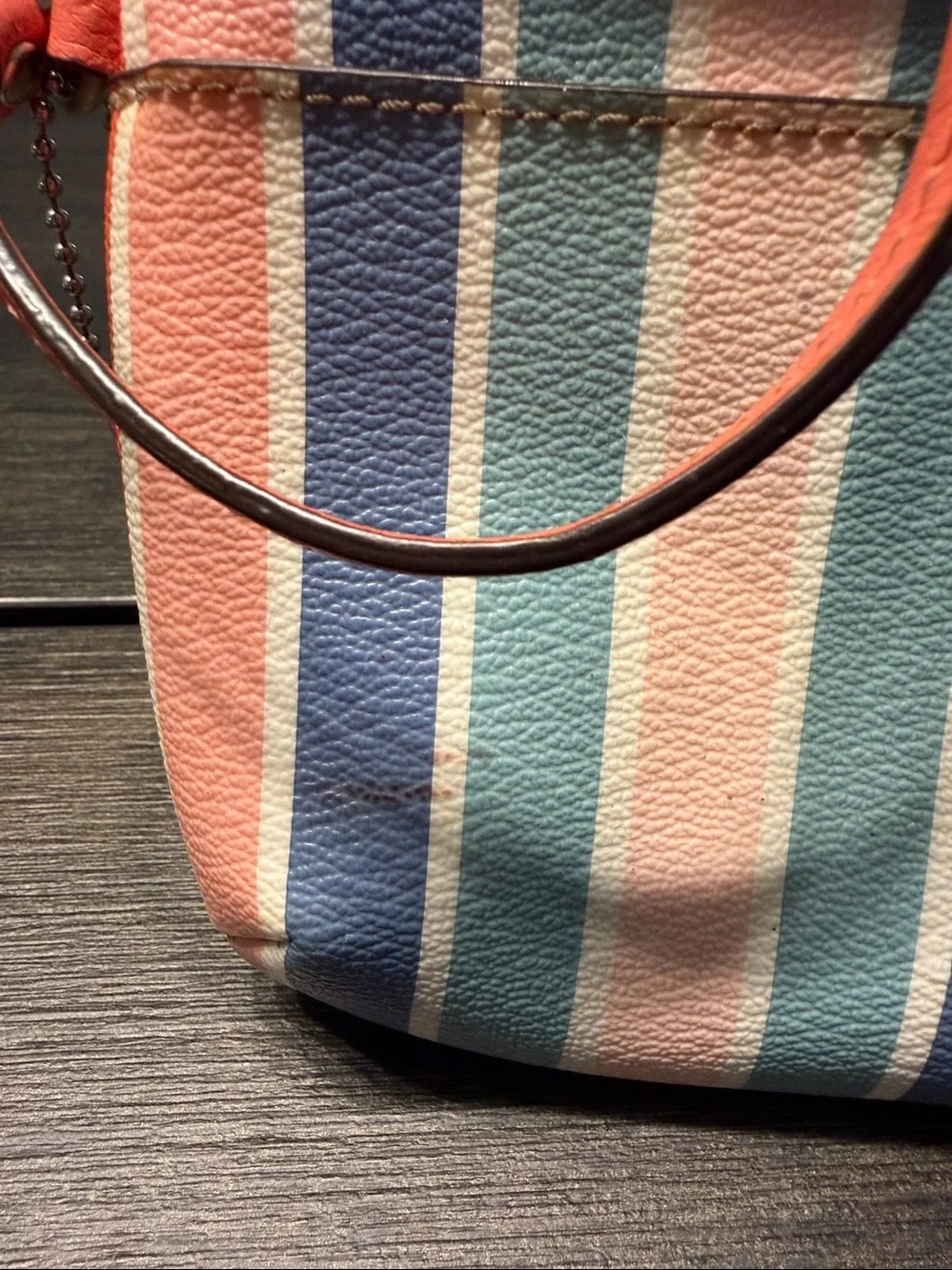 Coach Peyton Rainbow Multi Stripe Medium Wristlet F51319